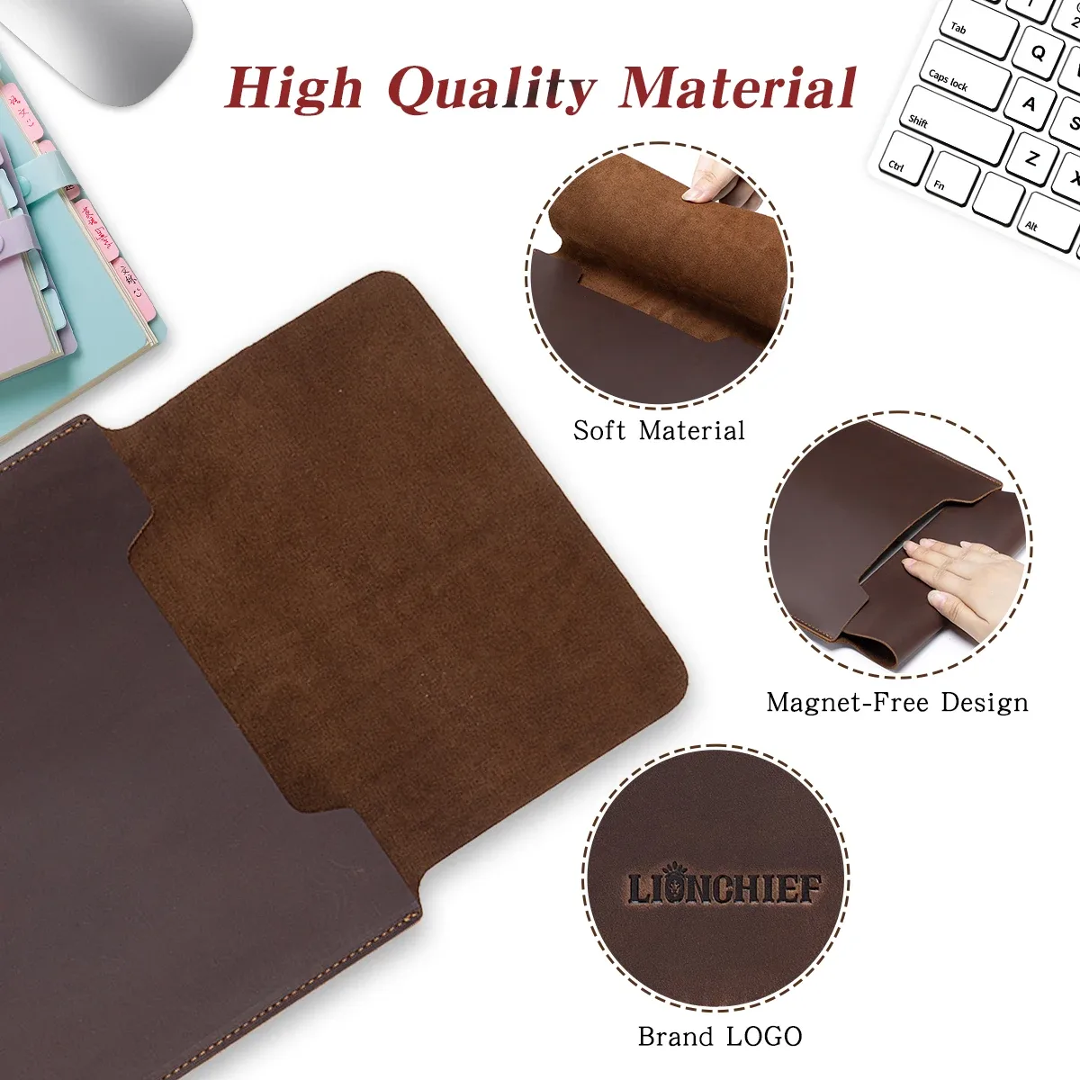 housse pour ordinateur portable en cuir véritable, fine et protectrice, pour macbook air/pro de 15/15,6 pouces