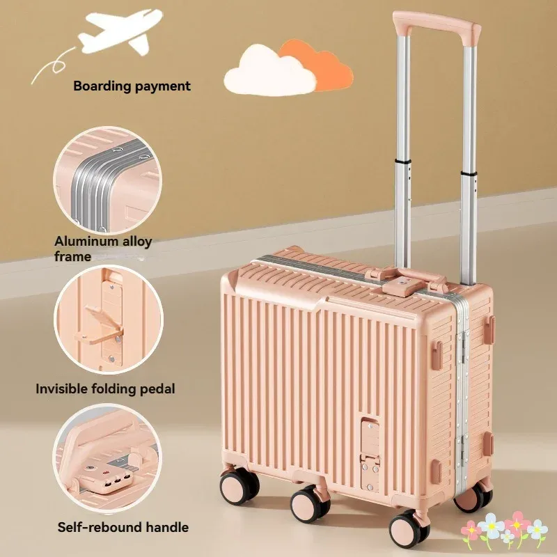 mini valise de voyage de 20 pouces, boîte à cadre en aluminium, organisateur de bagages, étui de conduite pour enfants, petite boîte de mot de passe, mallette d'embarquement à main