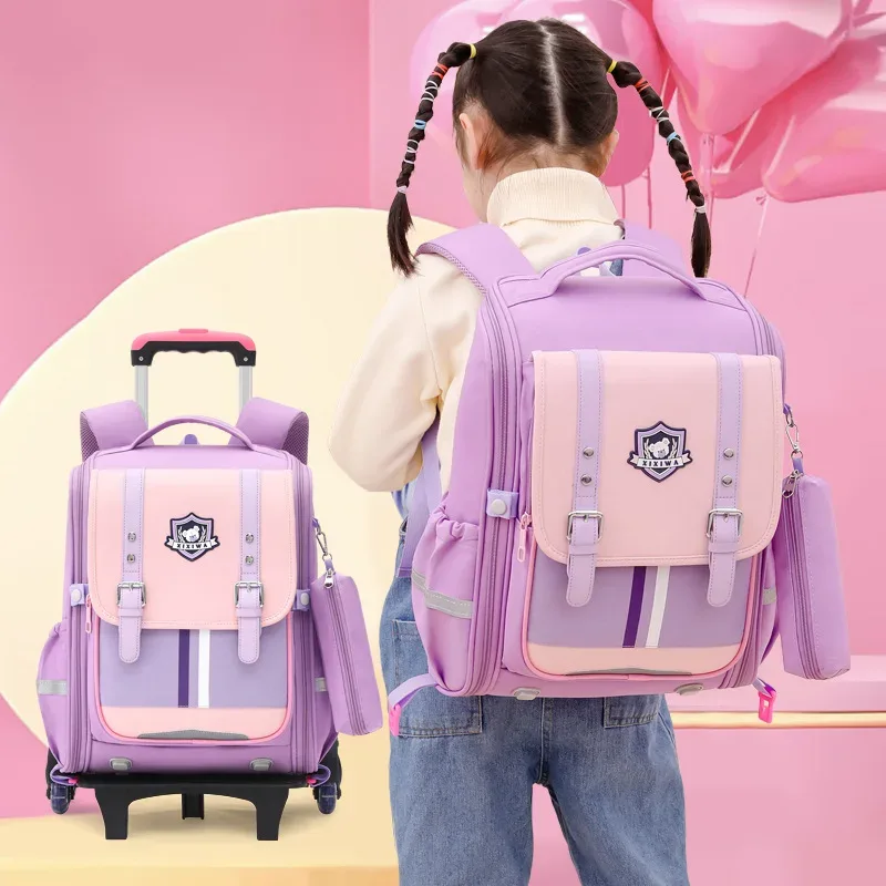 sacs à dos roulants pour enfants de l'école primaire chariot école étudiant sac à dos sac à roulettes retour à l'école sacs à dos avec roues