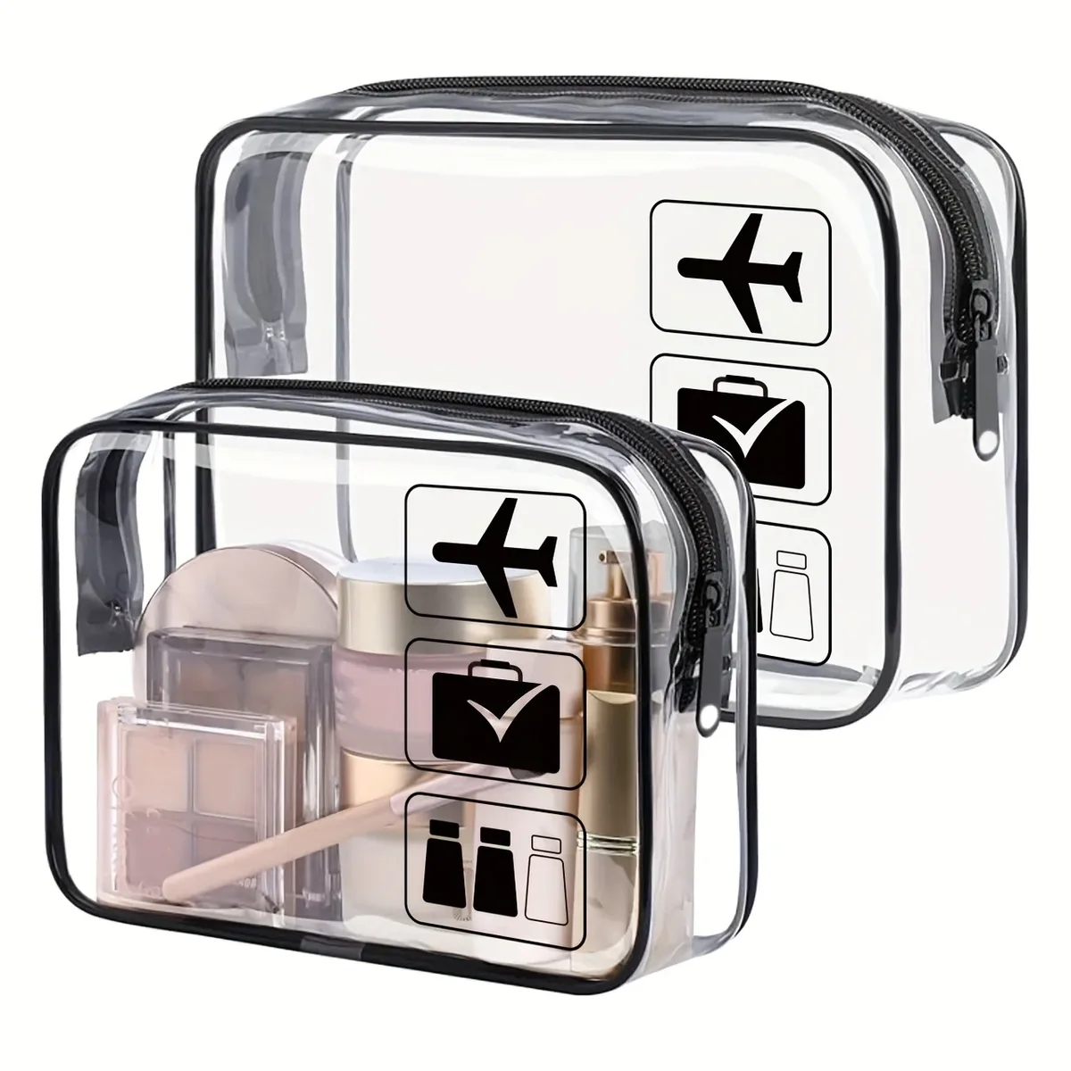sac de voyage transparent en pvc certifié tsa pour articles de toilette, accessoires de transport aérien