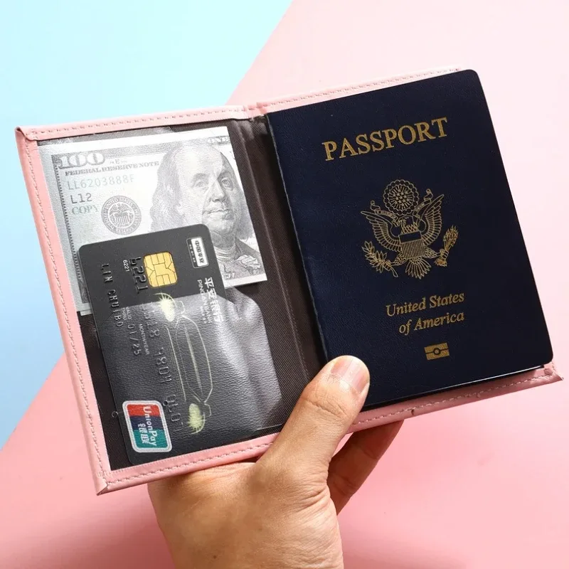 housse de passeport en cuir pu pour hommes et femmes - organisateur - porte-cartes de protection - housses de documents d'identité - étui de passeport de voyage avec carte du monde