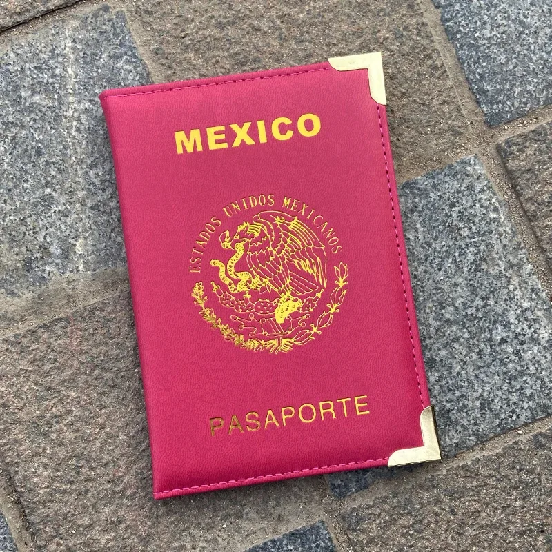 couverture de passeport du mexique bords et coins métalliques porte-passeport portefeuille de voyage couvertures de mode pour femmes pour passeports