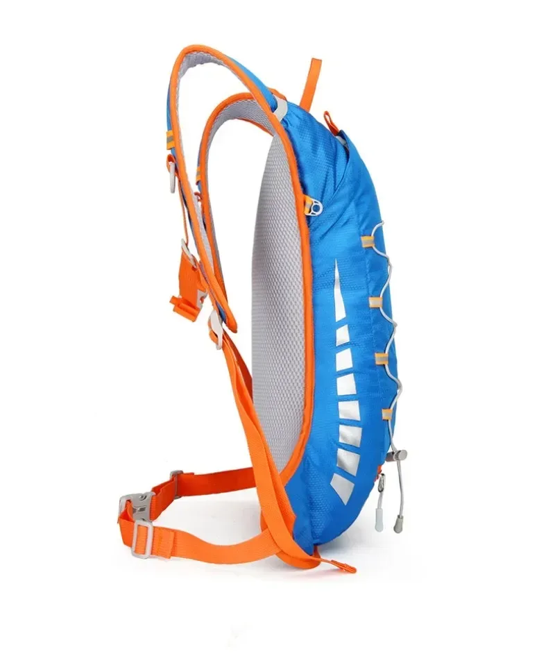 sac dos nylon bleu gris motif bulles eau bandes orange gris activités plein air 36 55 litres bandoulière arquée fermeture éclair
