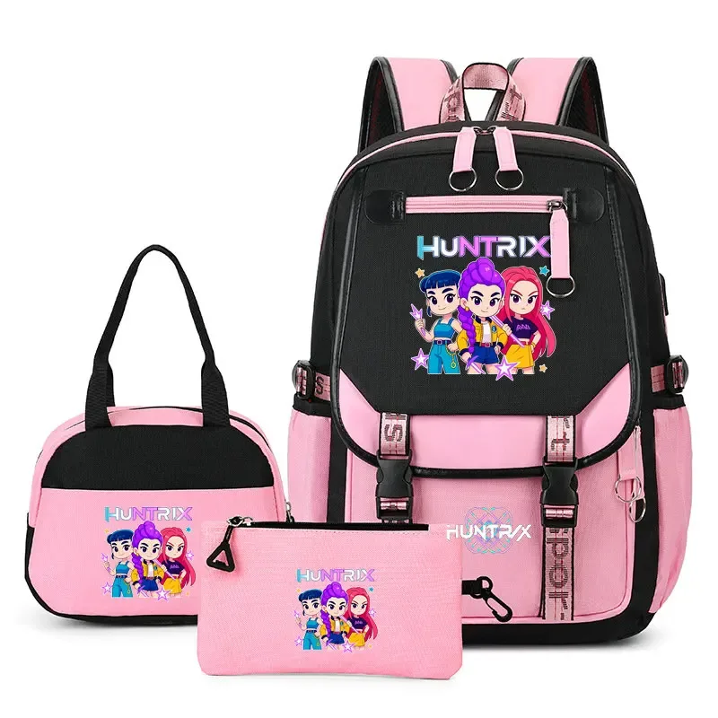 sacs à dos tendance k-pop demon hunters pour adolescentes, sacs à bandoulière, trousse à crayons, ensemble de sacs d'école pour étudiants, sac de voyage mochila