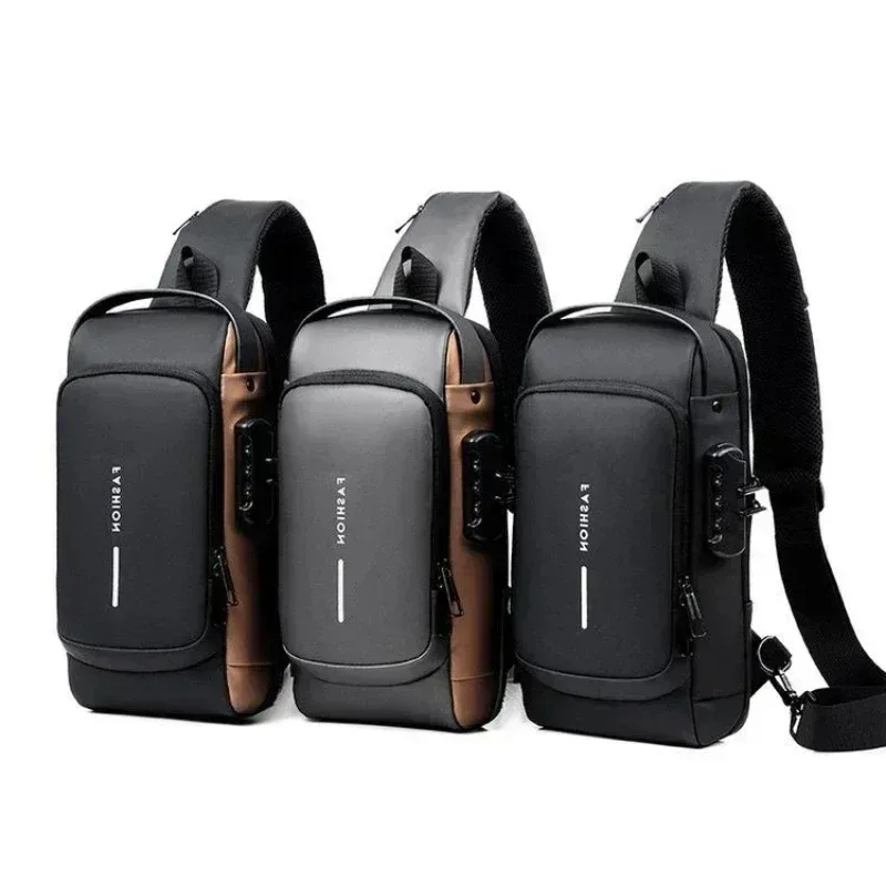 sac de poitrine antivol pour hommes, sacs à bandoulière avec port usb, sacs messager pour l'école et les courts voyages, sacs à bandoulière oxford pour hommes