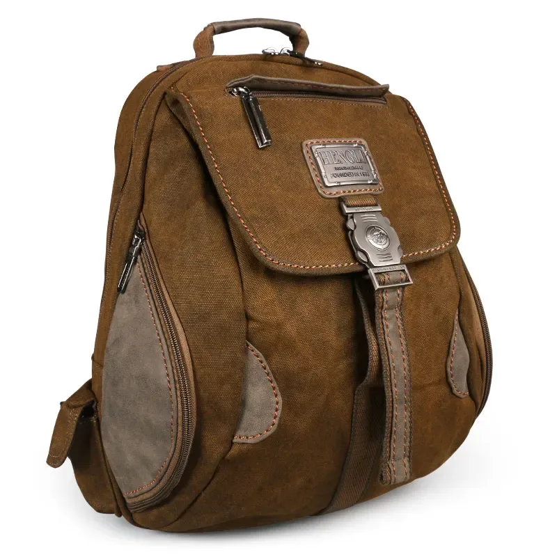 sac à dos rétro en toile vintage pour hommes et adolescents, sac d'école pour étudiants, sac de voyage à fermeture éclair, sac à dos pour hommes