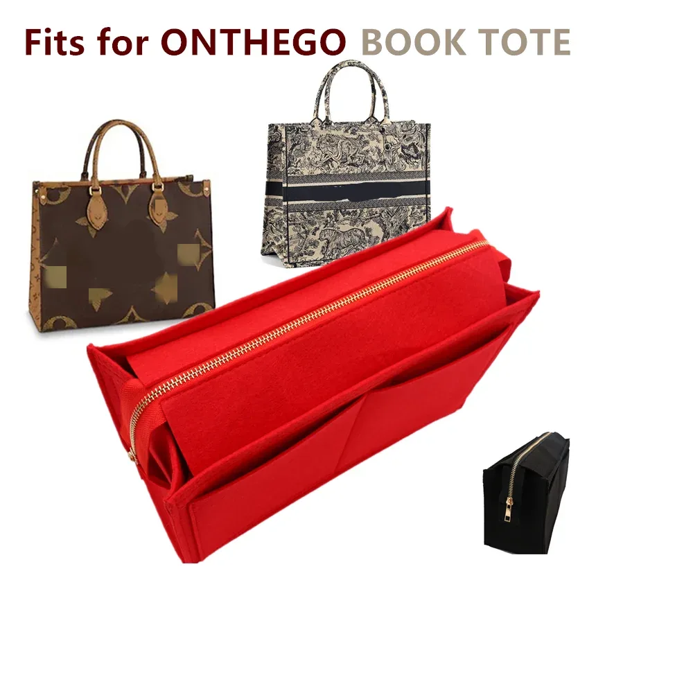 organisateur de livres en tissu feutré pour sac à main de luxe, sac à cosmétiques avec fermeture éclair, sac de voyage pour maman adapté à l'insertion onthego