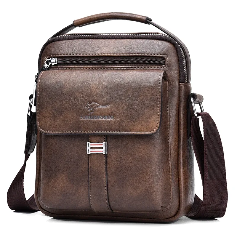 kangourou marque de luxe hommes sac à bandoulière vintage sac de messager en cuir hommes sac à main en cuir fendu sacs à bandoulière pour hommes 2020 nouveau