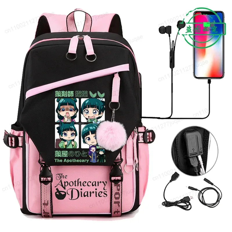 retour à l'école sac à dos pour filles garçons adolescent les journaux d'apothicaire maomao mode usb sacs d'école voyage sacs à dos mochila