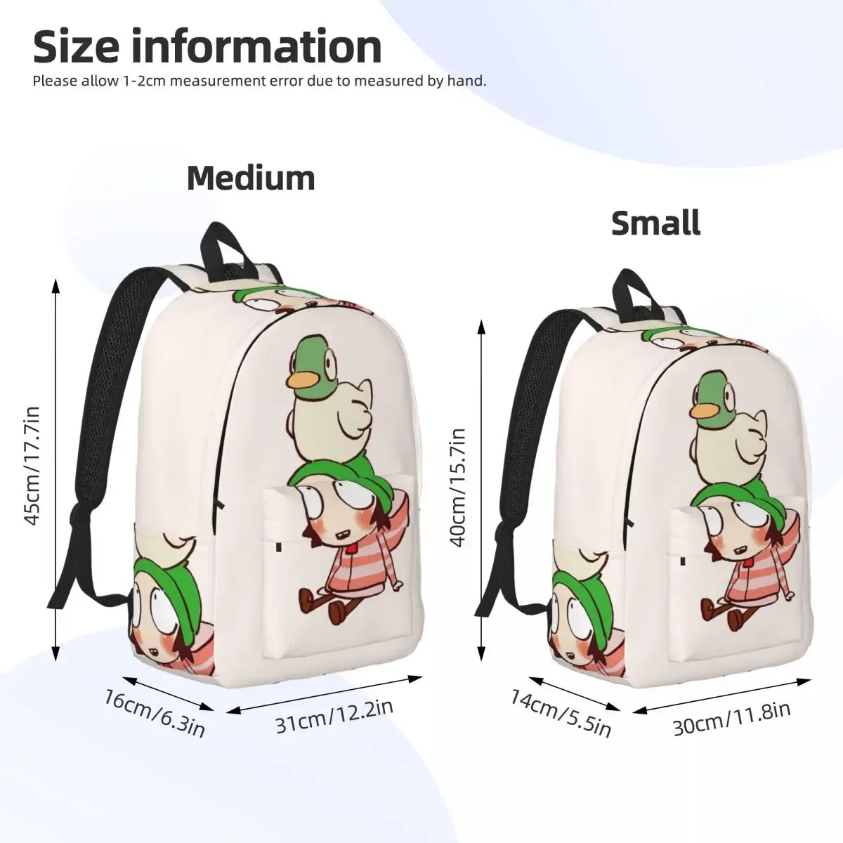i draw sarah and duck sac à dos d'étudiant, sac d'école, sac à dos de randonnée, sac de voyage pour hommes et femmes, sac à dos à la mode, sacs à bandoulière