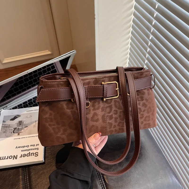 sac fourre-tout imprimé léopard pour femmes, grand sac à main rectangulaire en cuir pu, sac à bandoulière vintage de grande capacité, sac de travail décontracté pour les déplacements