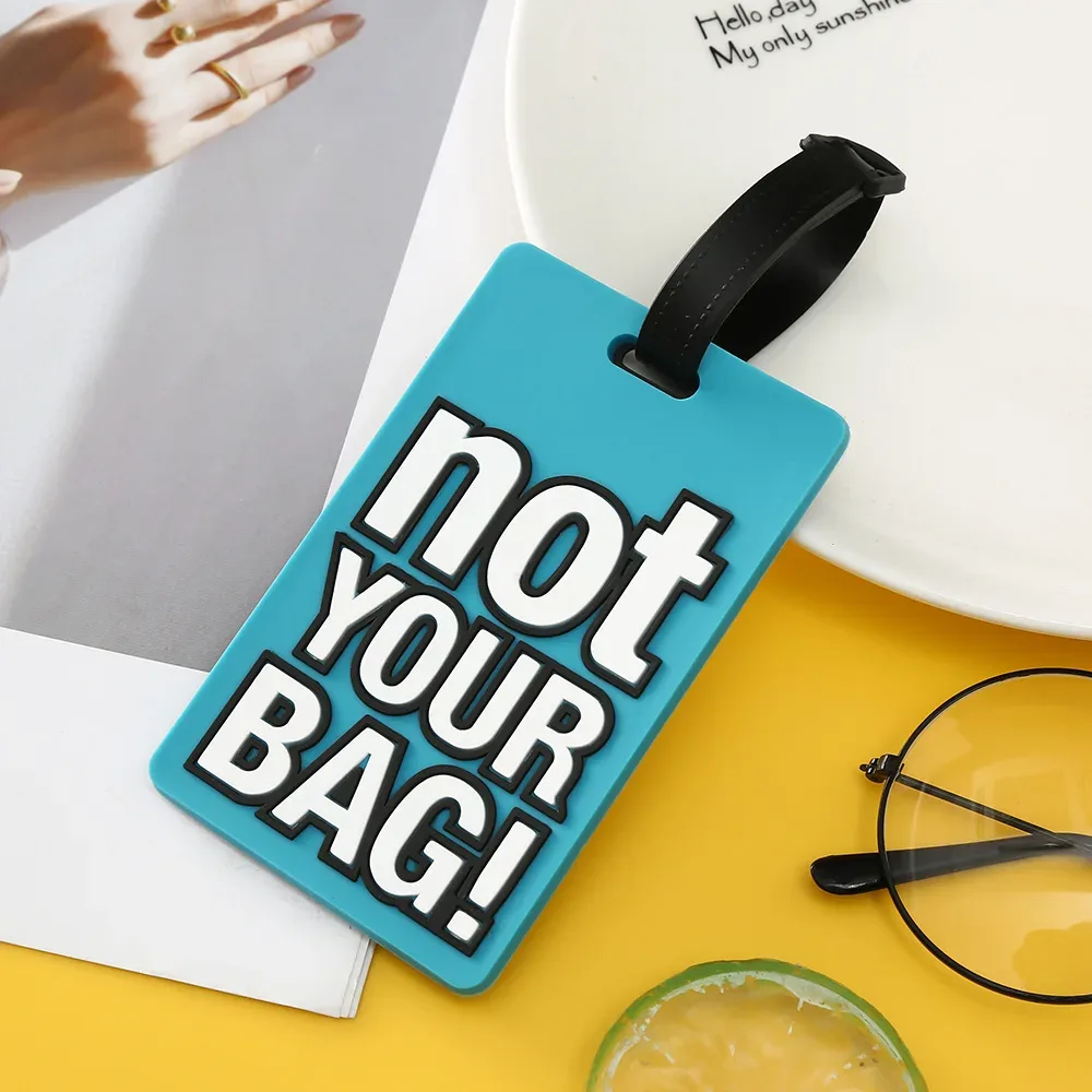étiquettes de bagage en silicone portable, étiquette de valise, style dessin animé, lettre créative, accessoires de voyage mignons, pas votre sac, mode