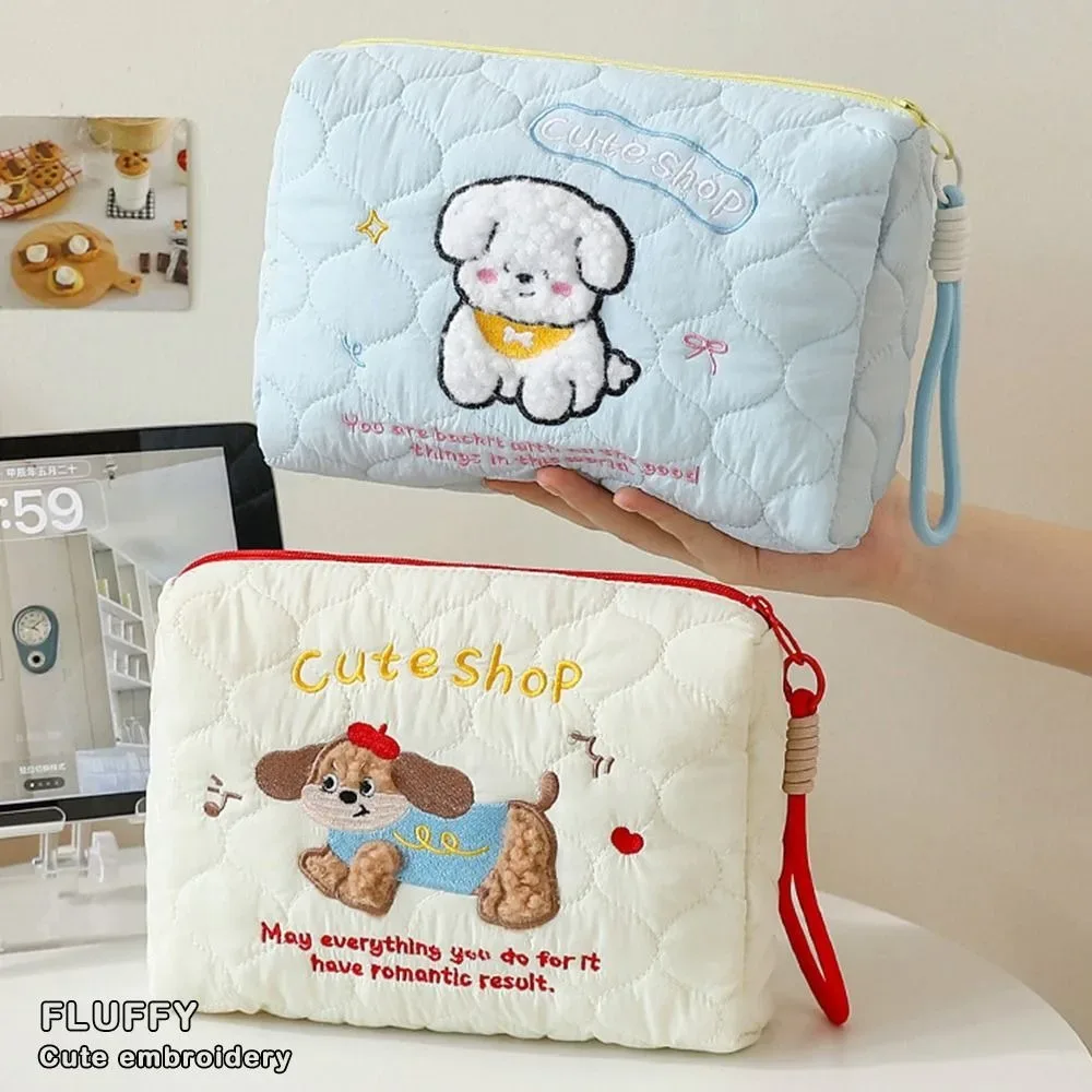 nouveau sac de maquillage de grande capacité, sac de rangement portable pour chien de dessin animé mignon, sac à cosmétiques multifonctionnel, pochette de rangement de voyage pour femmes