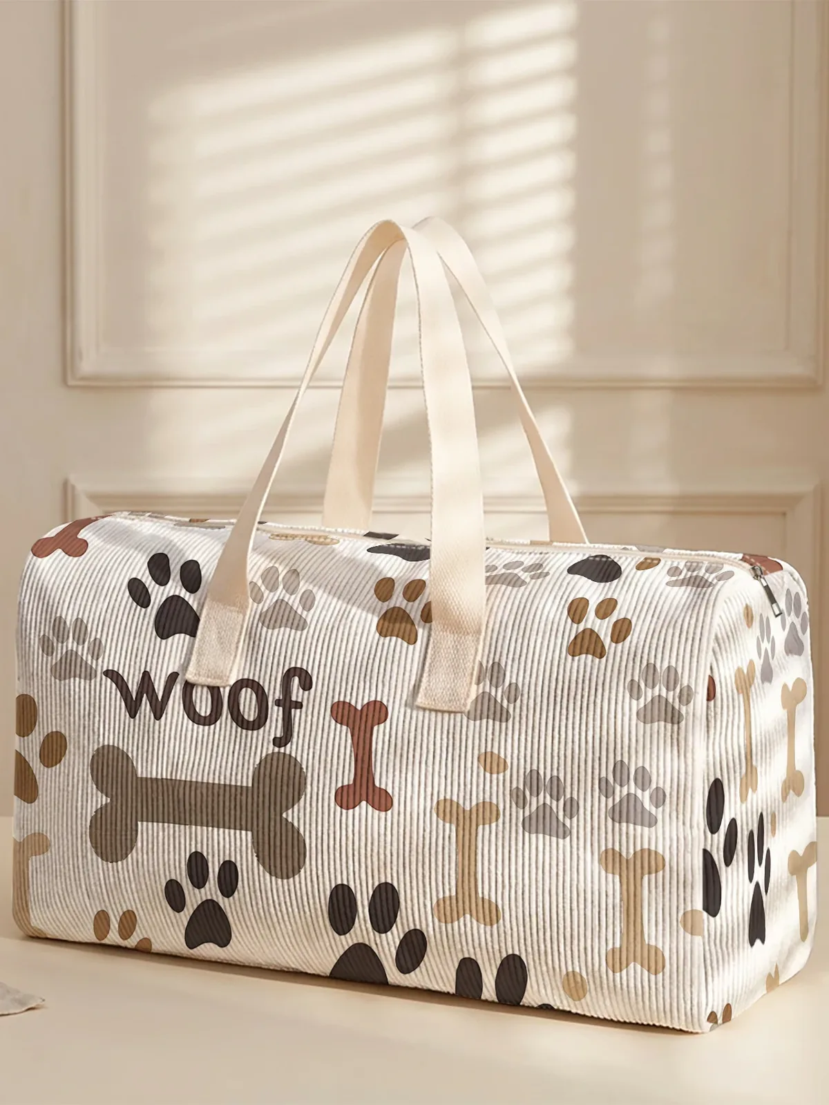 sac de sport imprimé avec des motifs de pattes de chien, deux styles, sac à main portable, adapté aux voyages de week-end, aux sports et aux courses, 1 pièce