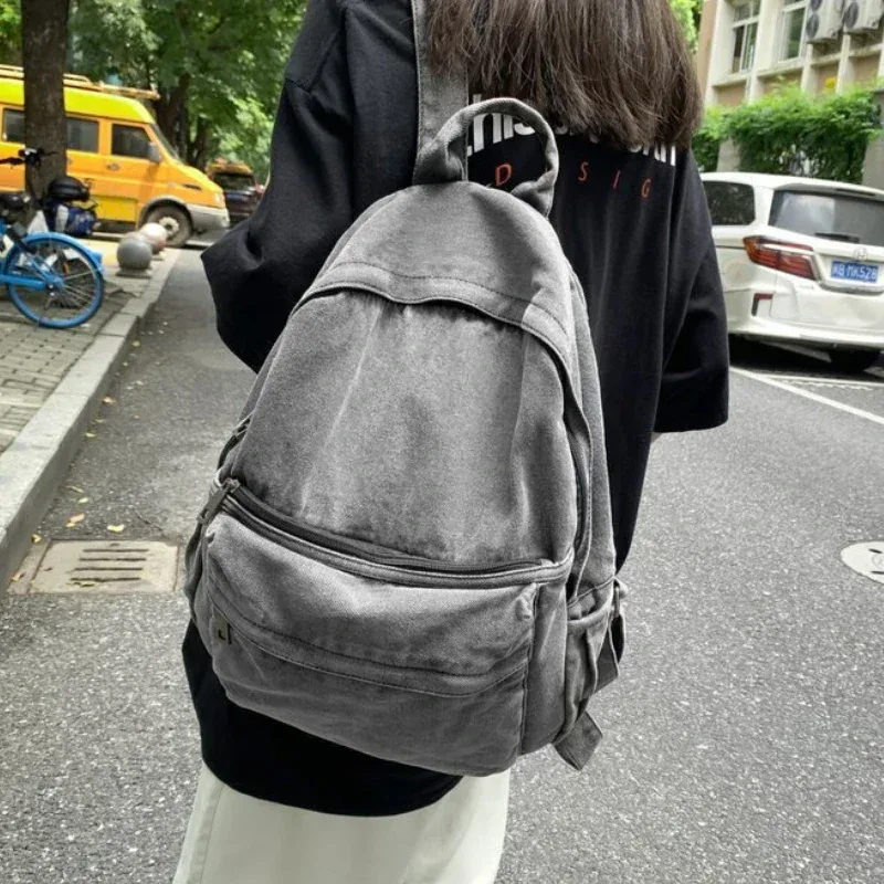 nouveau sac à dos en denim gris pour femmes, sac à bandoulière pour loisirs et voyages, cartable à la mode pour garçons et filles, mochila