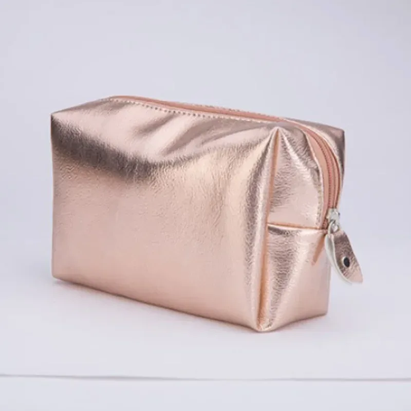 portefeuille doré à paillettes brillantes simples, sac à main cosmétique, trousse de maquillage, articles de toilette portables pour femmes, sac de rangement de soins de la peau, pochette de rangement
