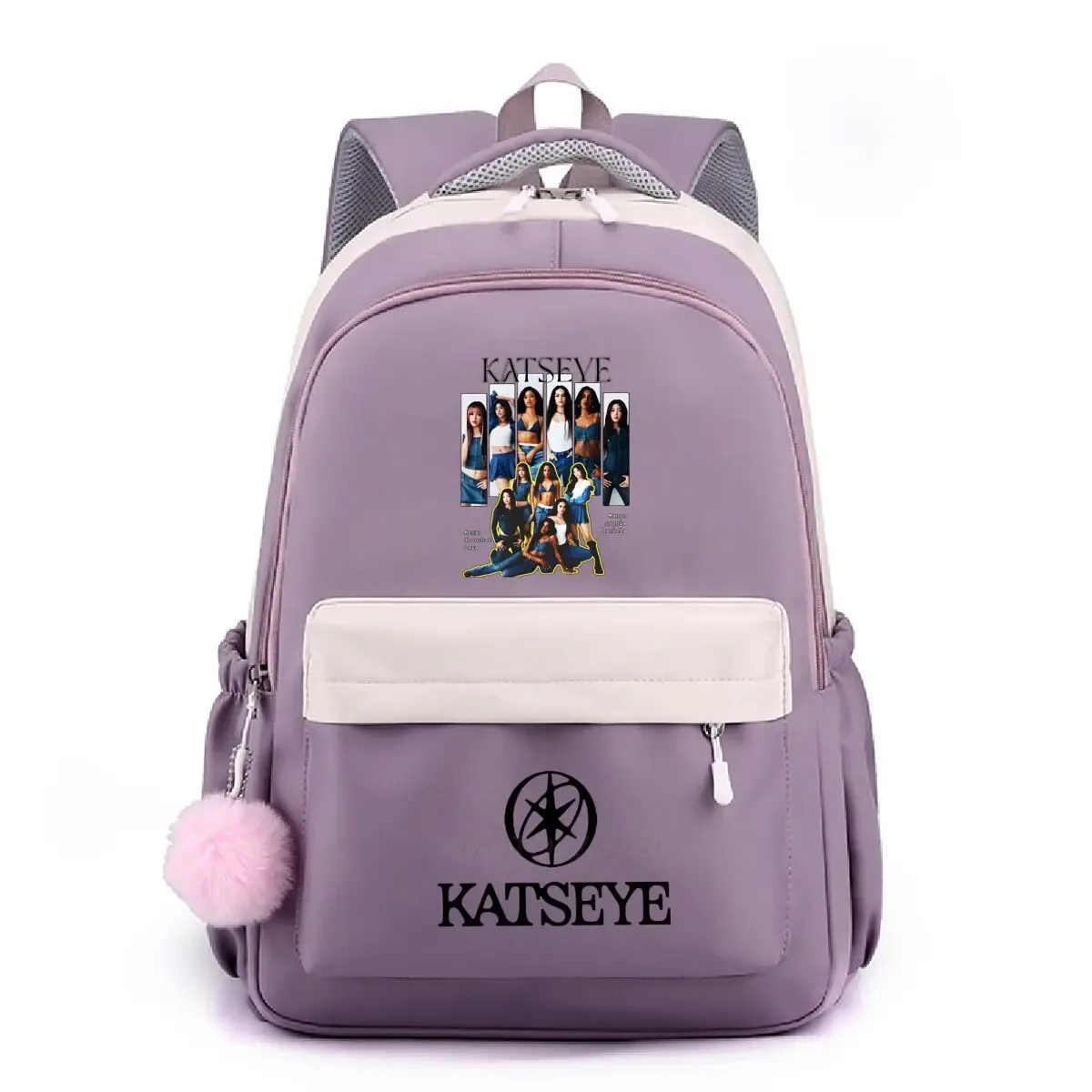 sac à dos à imprimé amusant hot katseye, grande capacité, pour hommes et femmes, sac pour ordinateur portable, voyage en plein air, sacs pratiques, sac d'école pour adolescents