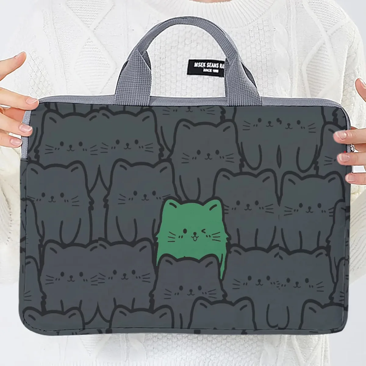sac à main pour ordinateur portable avec imprimé chat, résistant aux chocs, sac de transport portable avec poignée pour ordinateur portable, voyage, école