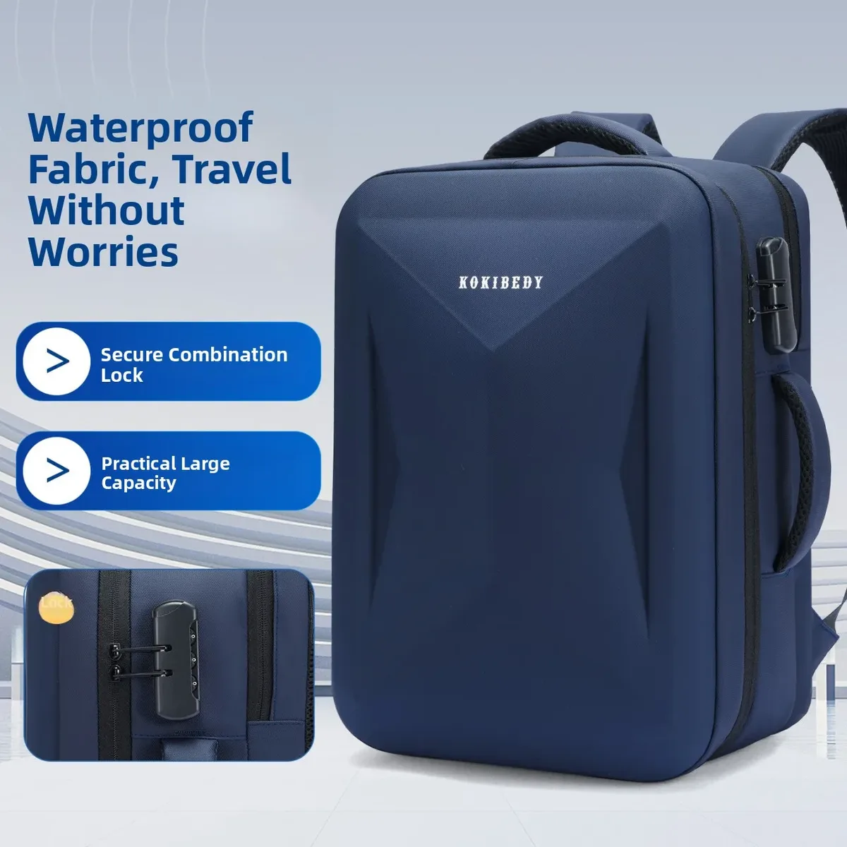 Sac à dos rigide extensible grande capacité, étanche, pour ordinateur portable, séparation sec/humide, idéal pour les voyages d'affaires et les loisirs