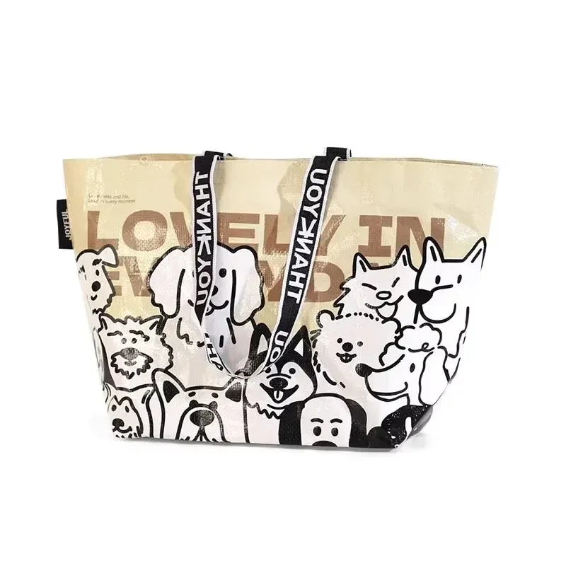 sac de courses en pp tissé, motif chats mignons, sac à bandoulière réutilisable, fourre-tout imperméable, sac à main portable pour courses et supermarché