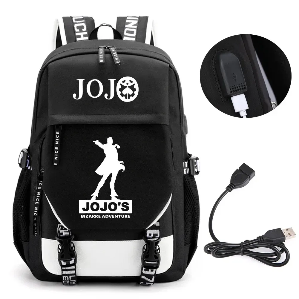 sac à dos de voyage pour ordinateur portable garçon et fille, chaîne anime jo jonathan joes killer golden experience, sacs à livres scolaires mochila, port usb