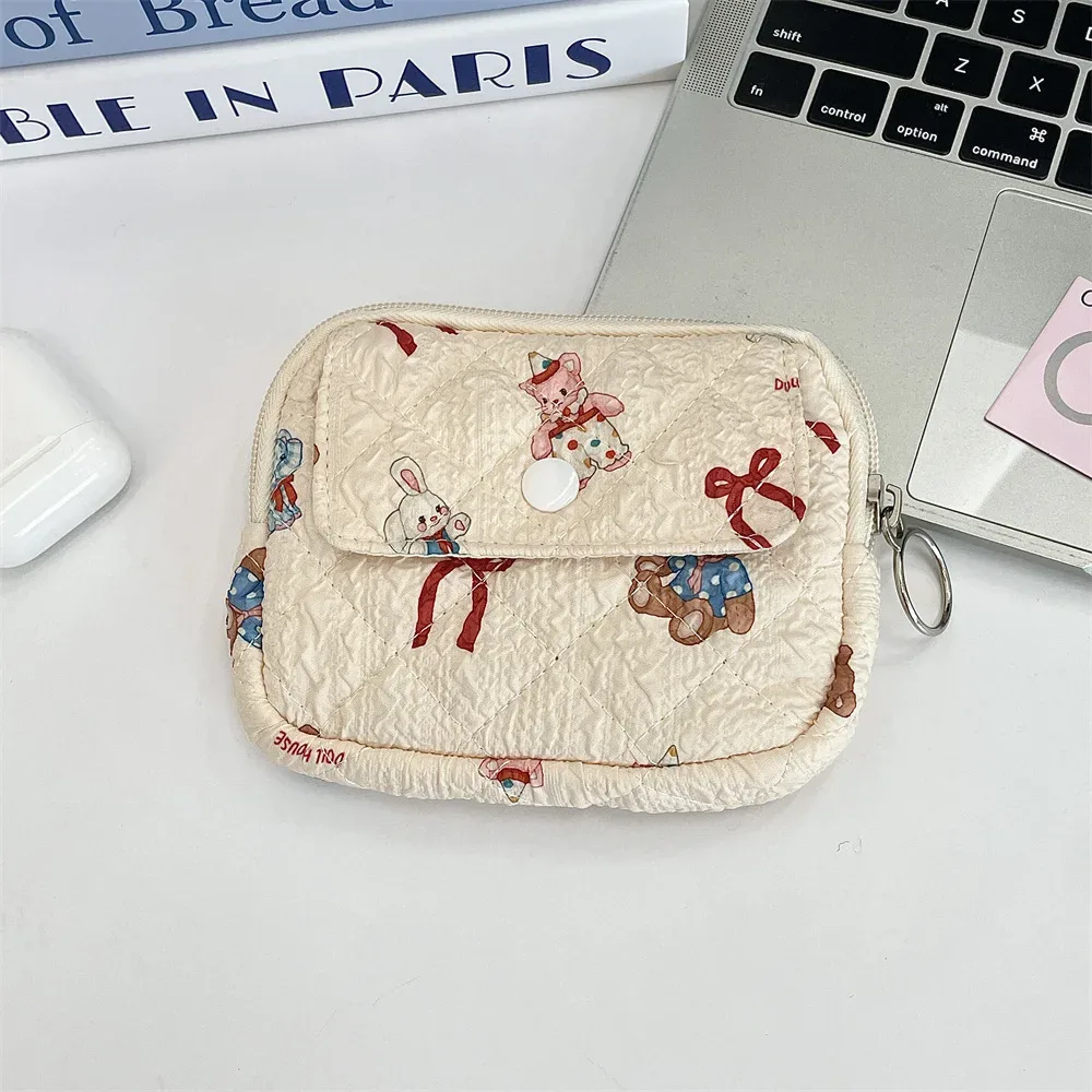 trousse cosmétique tissu coton motifs dessins animaux poche avant zippée format petite boîte usage voyage femmes