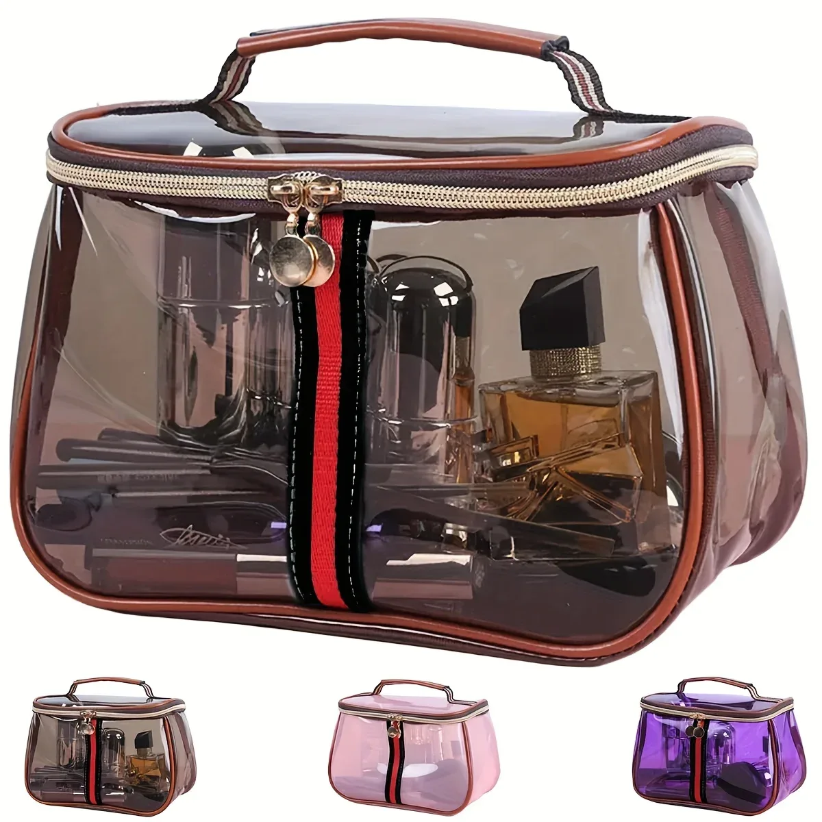 sac de maquillage transparent de grande capacité pour femmes, sac de toilette imperméable pour la salle de sport, sac de voyage portable, boîte de rangement en pvc, forme de boîte, cadeaux