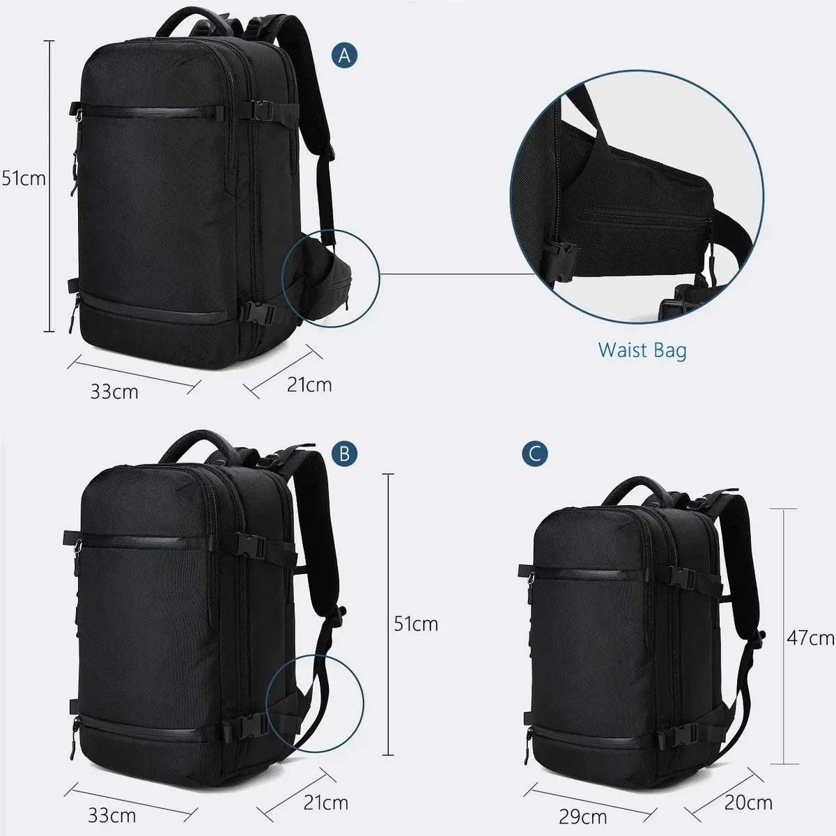 ozuko-sac à dos pour ordinateur portable 17 pouces pour homme, multifonction, étanche, chargement usb, grande capacité