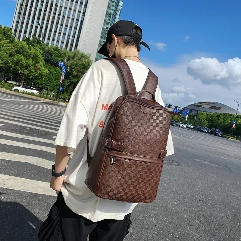 sac à dos de luxe à carreaux 3d pour hommes, sac de voyage de grande capacité pour ordinateur portable de 15 pouces, sacs à dos d'affaires à la mode unisexe