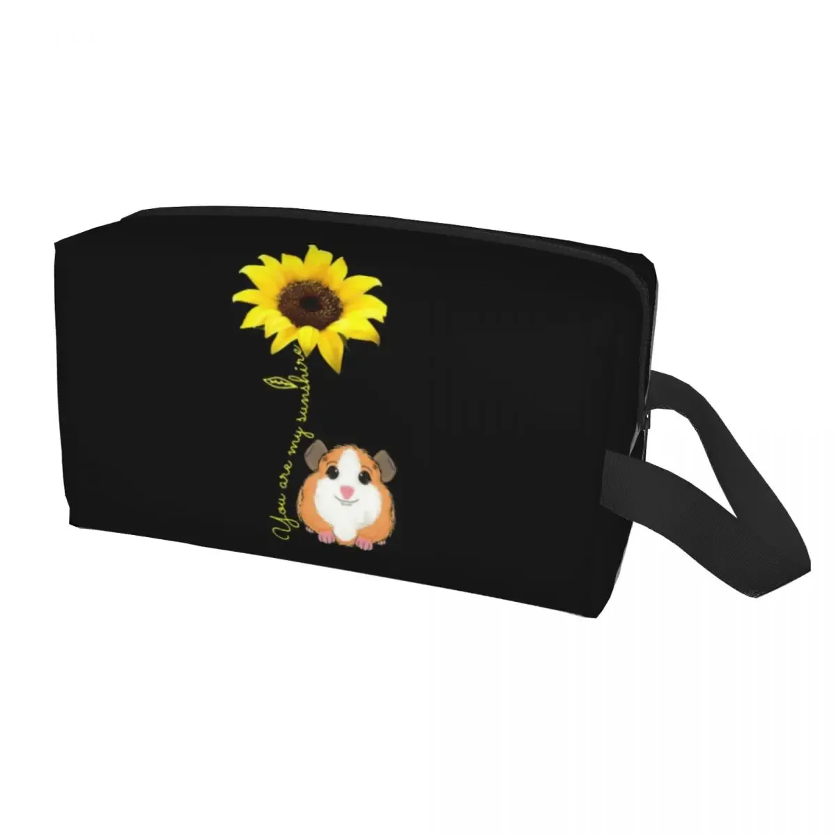 trousse de maquillage personnalisée cochon d'inde et fleurs pour femme, trousse de toilette de voyage cosmétique, rangement animal kawaii