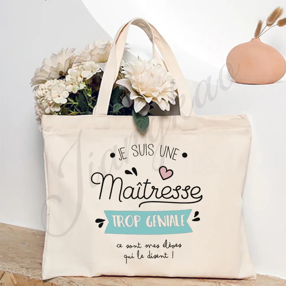 merci enseignant français impression femmes sac à bandoulière toile sacs à provisions femmes sacs à main sac fourre-tout réutilisable meilleurs cadeaux pour maitresse