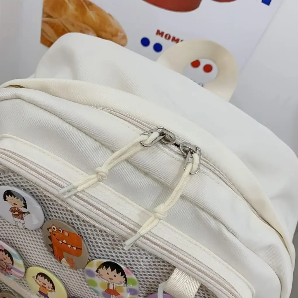 fenêtres claires mode femmes sacs à dos pour femmes adolescents bricolage badge jk broche affichage sac à dos solide multi poches ita sacs