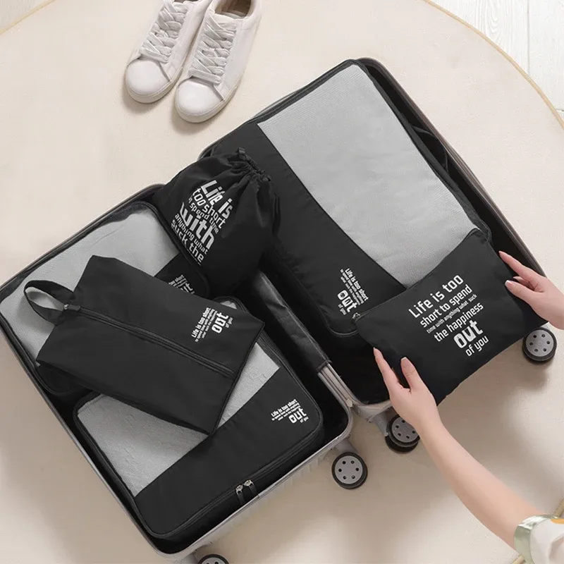 lot de 6 pochettes de rangement de voyage, cubes de rangement lavables pour valise, organisateur de bagages de haute qualité, sac de rangement portable pour vêtements, léger