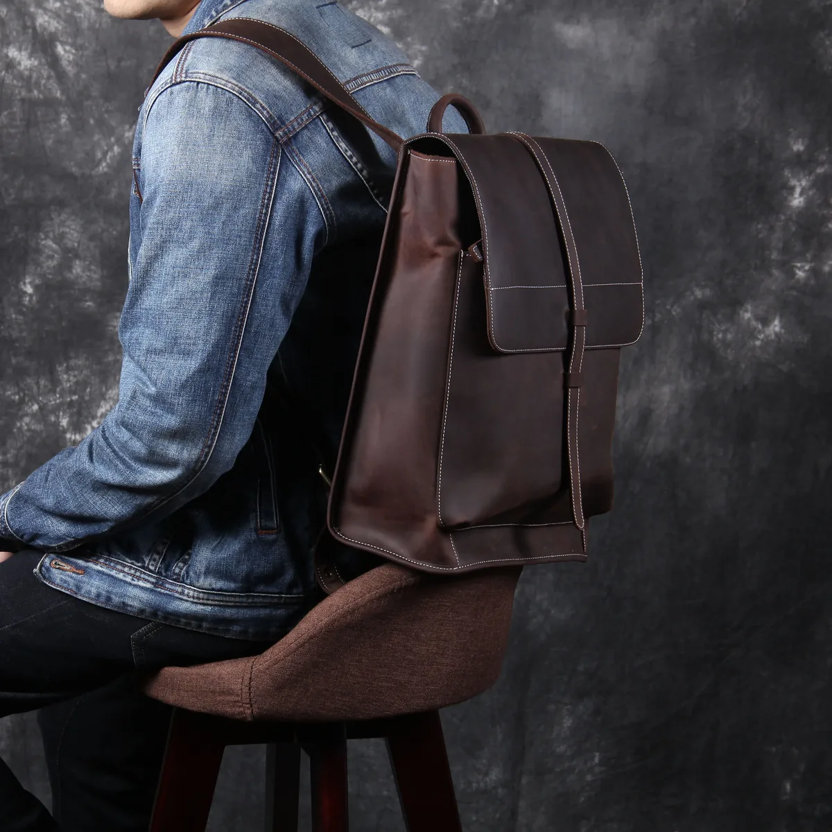 sac à dos vintage en cuir véritable pour homme, sac à bandoulière pour ordinateur portable en cuir pleine fleur fait main, sac en cuir crazy horse, mode pour homme