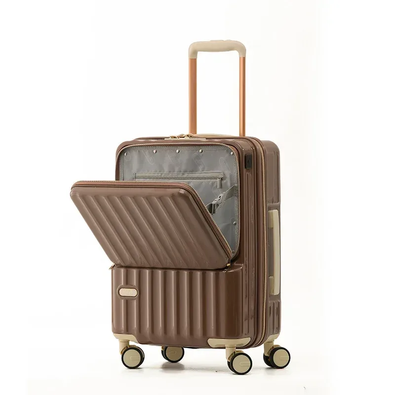 klqdzms valise à roulettes 20"24 pouces en abs+pc avec serrure à code, compartiment et ouverture frontale, étui de transport portable pour ordinateur portable.