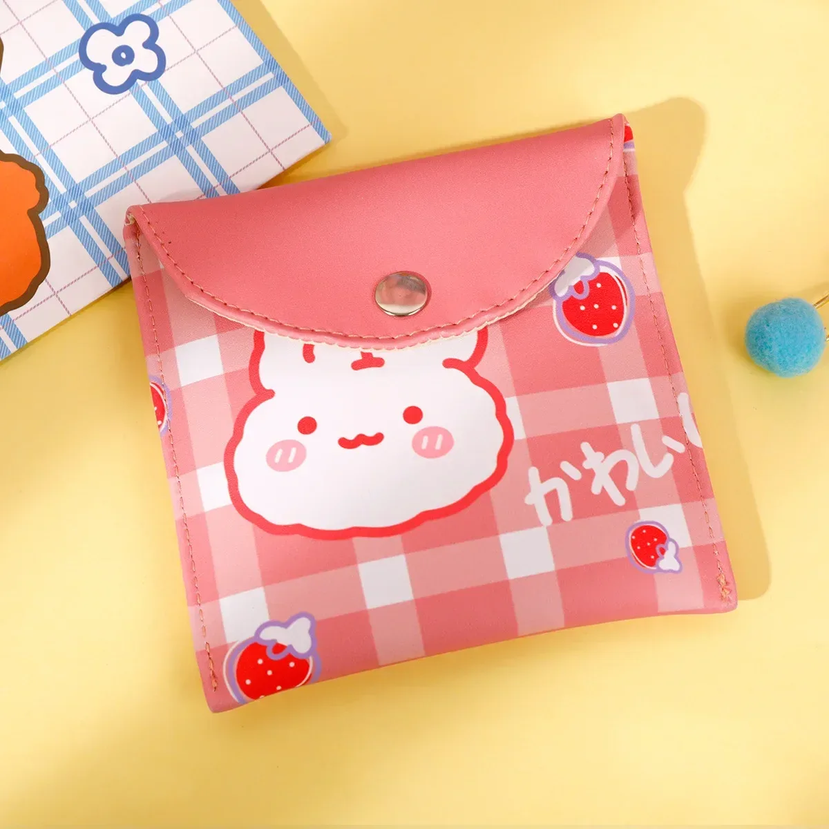 sacs de rangement pour serviettes hygiéniques pour femmes, petits étuis à cosmétiques pour femmes, voyage, étanche, poudre, ours mignon, lapin, rouge à lèvres, porte-monnaie
