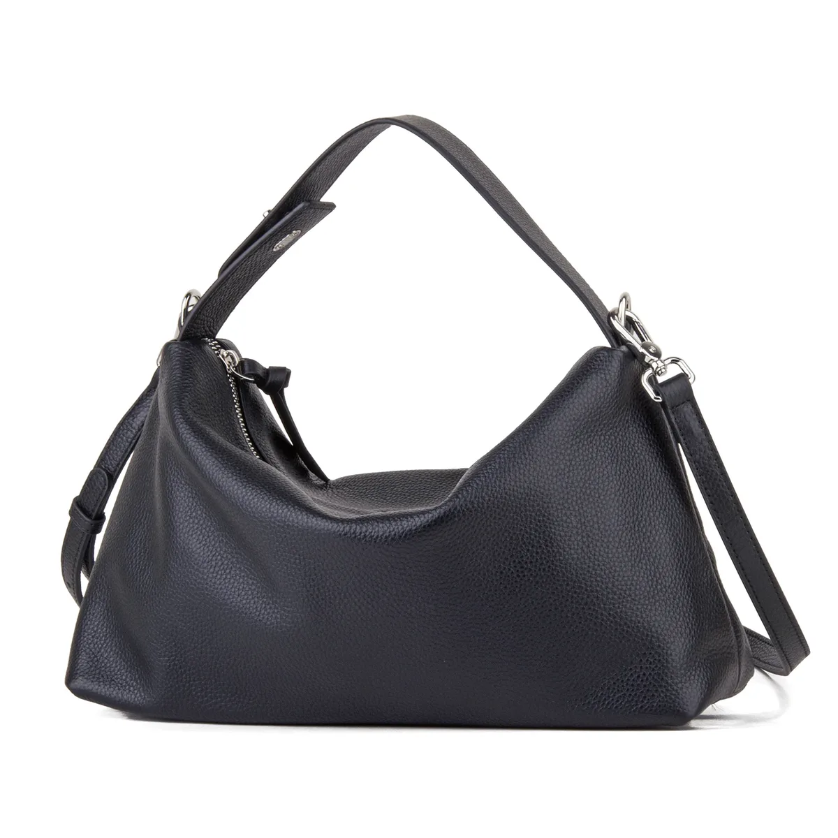 donna-in – sac à main demi-lune en cuir de vache véritable pour femmes, sac à bandoulière hobo en cuir de vache naturel pleine fleur, pour les affaires quotidiennes