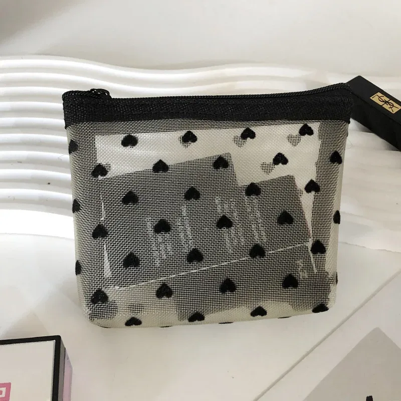 trousse de maquillage d'extérieur personnalisée en maille de nylon transparente, sacs à cosmétiques, pochette d'organisation de voyage, fermeture éclair, maquillage de plage, sac à main pour femmes