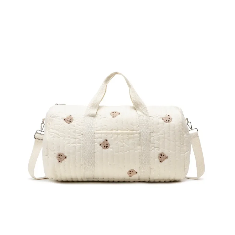 sac de voyage de grande capacité, sac de sport multifonctionnel ours de dessin animé, sac de voyage pliable à fleurs douces, mignon sac de maman