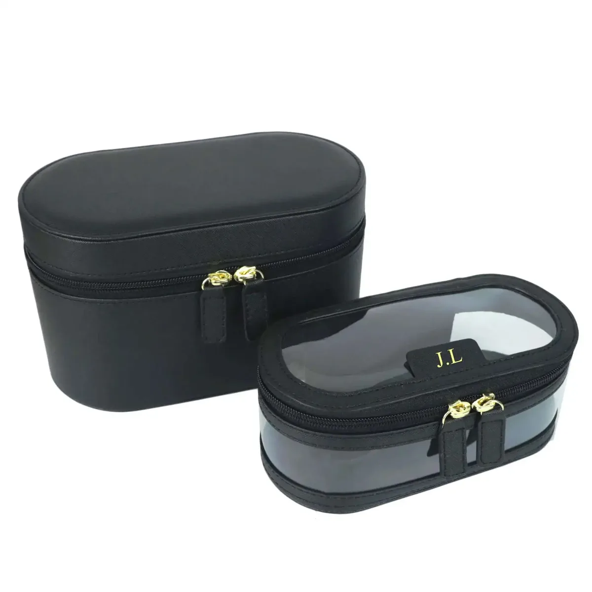 saffiano – trousse de toilette de voyage en croûte de cuir pour femmes, nom personnalisable gratuit, boîte de rangement de maquillage, kit dopp, ensemble de sacs à cosmétiques