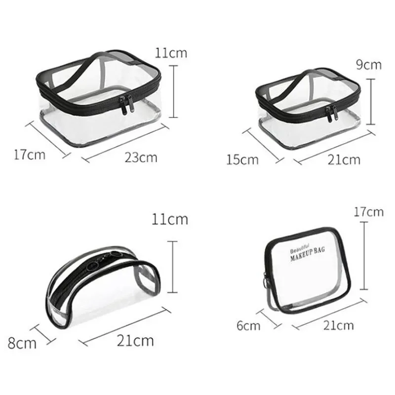 sac à cosmétiques de bain en pvc transparent imperméable pour femmes, trousse de maquillage de voyage avec fermeture éclair, organisateur de lavage de beauté, kit de rangement de toilette