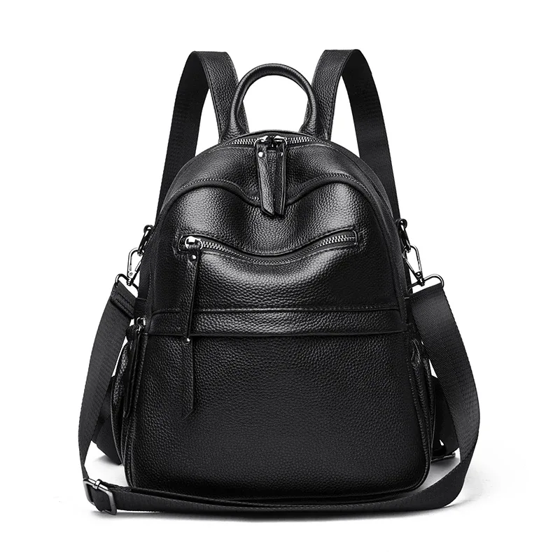 sac à dos rétro en cuir de vache véritable pour femmes, sac à dos de grande capacité, haut de gamme, sac à bandoulière