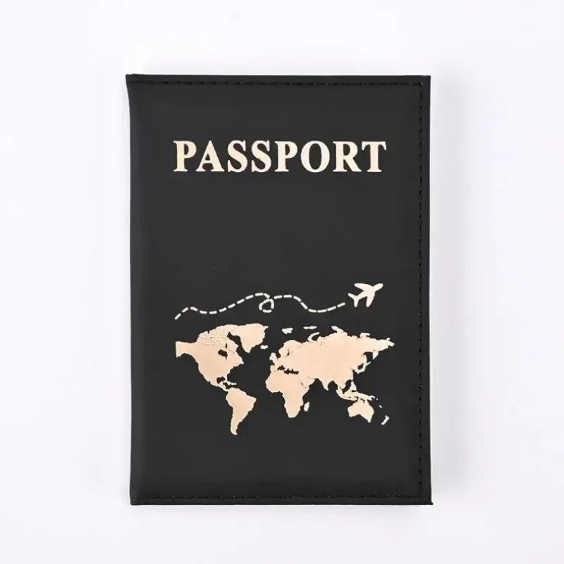 étui porte-passeport de voyage pour femmes et hommes, housse de protection en pu pour passeport, lettre imprimée, carte d'identité, porte-passeport, sacs à clip