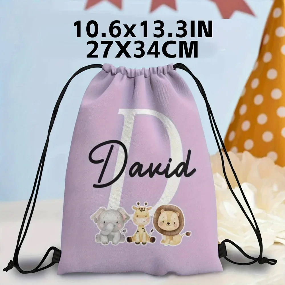 sac à dos personnalisé à cordon de serrage avec nom/texte sur le thème des animaux, 1 pièce, sac de sport léger pour voyage, sac de rangement pour salle de sport