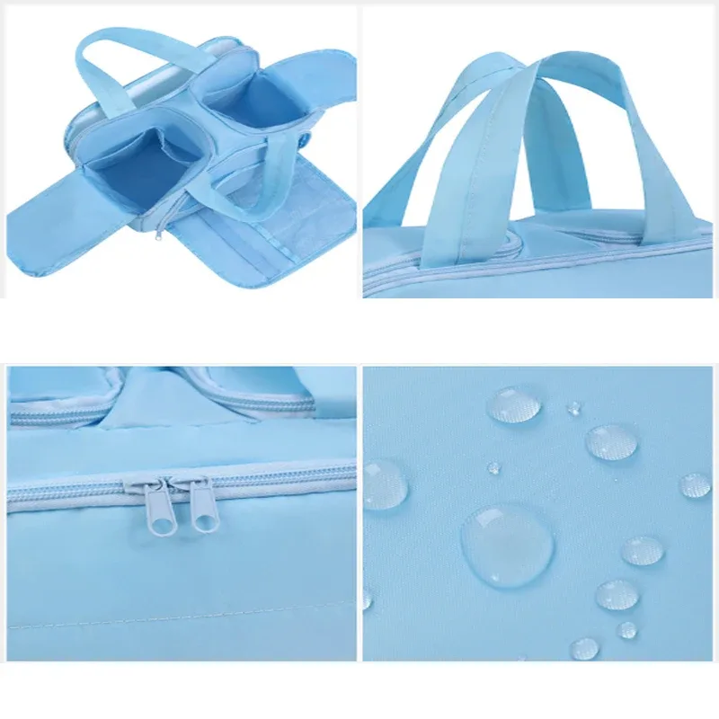 nouvelle trousse de maquillage de voyage verticale, grande capacité multi-zones avec poignée, trousse de toilette portable multi-compartiments pour femme