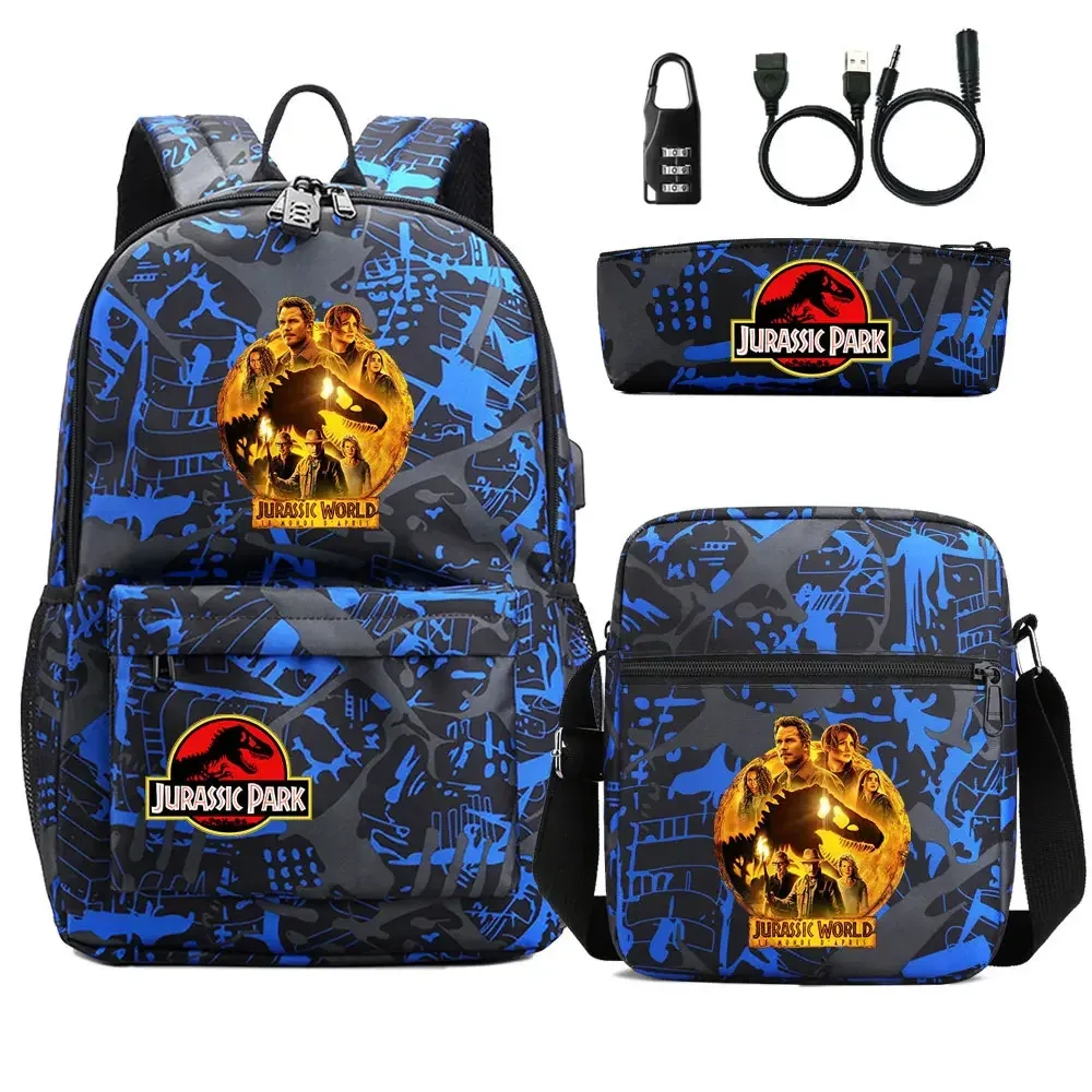 sac dos tissu oxford unisexe noir logo jurassic world bandoulière arquée compartiment intérieur style dessin animé usage voyage