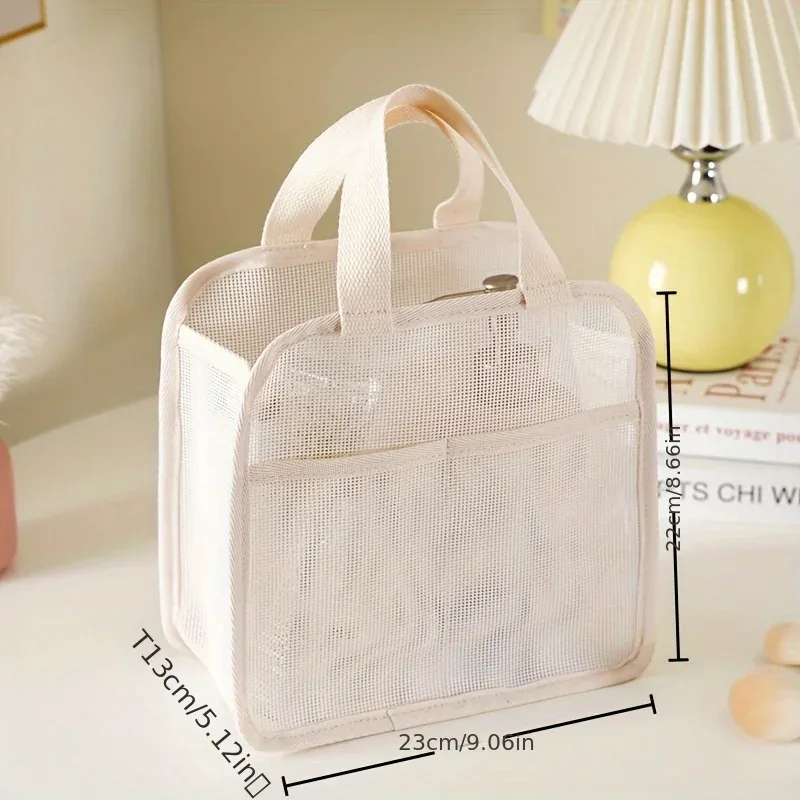 sac à main en maille 1 pièce, trousse de maquillage design, sac de voyage portable pour rouge à lèvres, sac de rangement cosmétique, trousse de toilette, sac de bain transparent