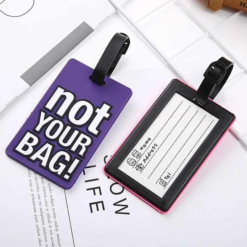 étiquette bagage silicone pvc colorée identification voyage affaires vacances fenêtre informations personnalisable plaquette transport sécurité