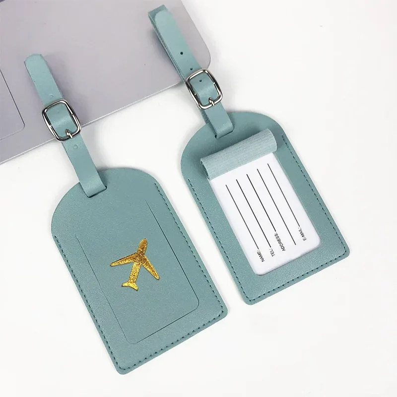 étiquette de bagage d'avion en cuir pu, bonbons, dopamine, estampage de plan de document, papier de signature, étiquettes de bagage d'avion, mode
