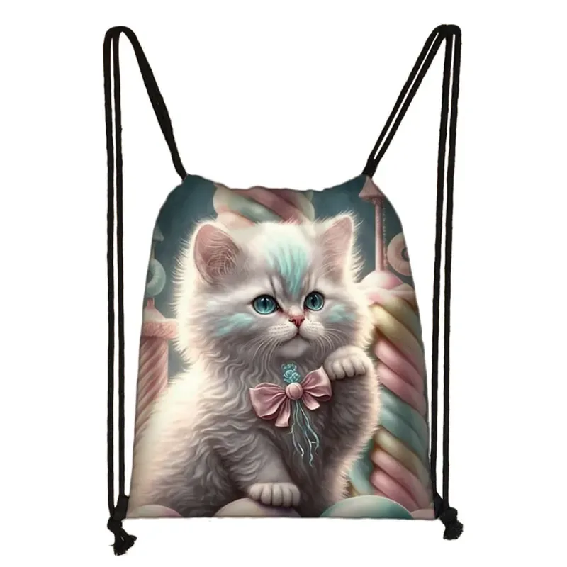 sac à dos imprimé chaton mignon pour femmes, sacs à cordon de serrage chat siamois, sac à bandoulière décontracté pour adolescents, sacs à livres de voyage, porte-chaussures